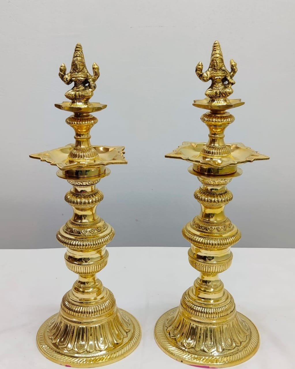 Traditional Lakshmi Vilakku Lamp Pair