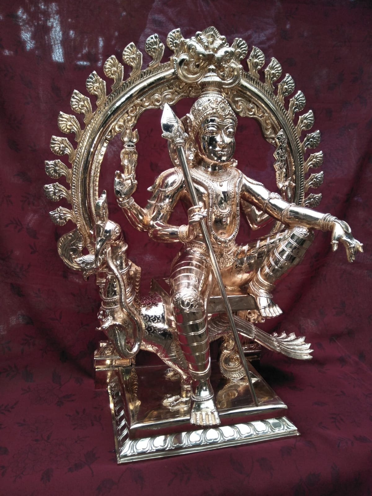 Lord Murugan on Mayil with Tiruvachi